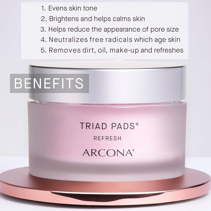 ARCONA Triad Pads Refresh - 45 Pads (100 ml) for Facial Cleansing and Makeup Removal - Image 2